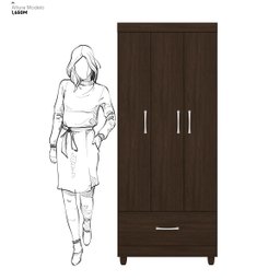 Guarda Roupa Solteiro 3 Portas e 1 Gaveta Prince - Ébano Touch - 4