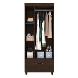 Guarda Roupa Solteiro 3 Portas e 1 Gaveta Prince - Ébano Touch - 3