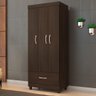 Guarda Roupa Solteiro 3 Portas e 1 Gaveta Prince - Ébano Touch - 1