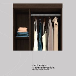 Guarda Roupa Solteiro 3 Portas e 1 Gaveta Prince - Ébano Touch - 7