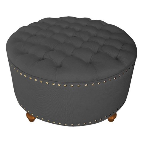 Puff Amora 80 Cm Suede Bege Slk Decor Amara Cinza