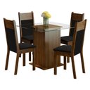 Ver imagem 2 de Conjunto Sala de Jantar Madesa Anita Mesa Tampo de Vidro com 4 Cadeiras Rustic/Preto/Sintético Preto