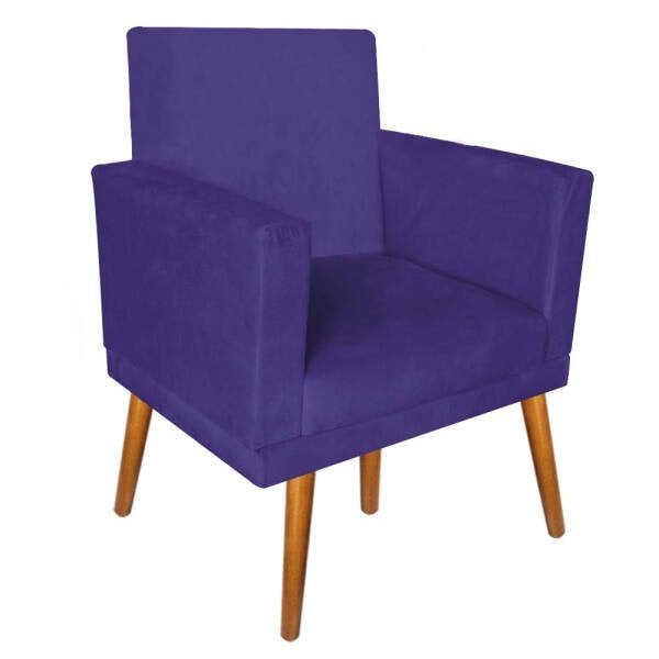 Kit 10 Poltrona Nina Com Rodapé Para Sala de Estar Recepção Suede Roxo -Ruotolo Decor - 3