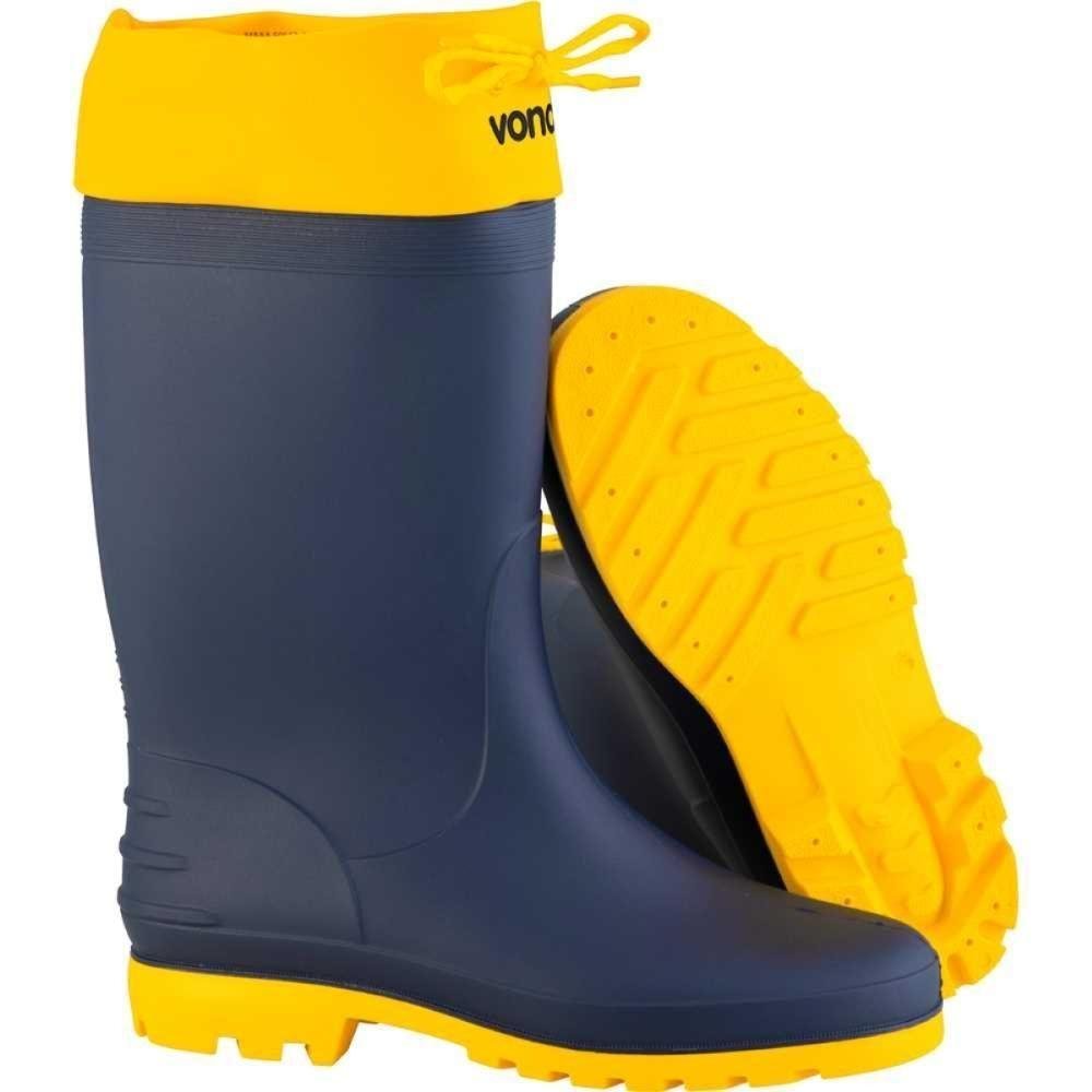 Bota Pvc 43-44 Azul-amarela Cano Médio Polaina sem Forro Vonder