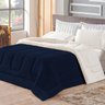 Cobertor Sherpa com Manta Queen Dupla Face Azul Marinho Casen - 2