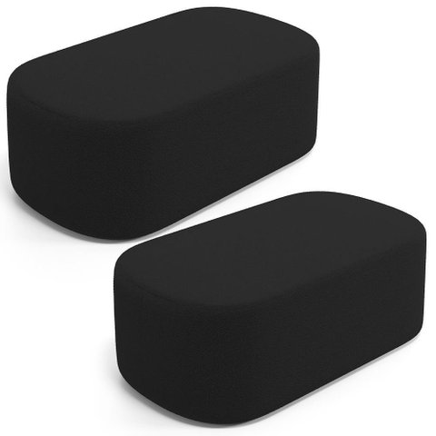 Kit 02 Puffs Decorativos Orgânicos para Living Quarto 100cm Doha W01 Bouclê Preto - Lyam Decor
