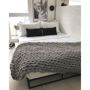 Manta Peseira de Maxi Tricot King 0,70x2,50m, Cor Chumbo - Magma Cotton