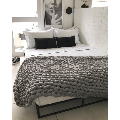 Manta Peseira de Maxi Tricot King 0,70x2,50m, Cor Chumbo - Magma Cotton