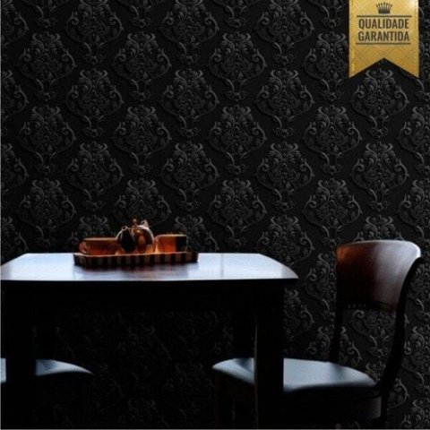 Papel de parede arabesco 3D preto