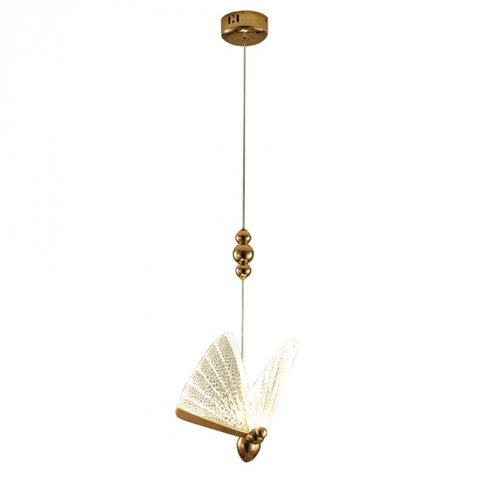 Pendente Led Borboleta Dourado Bivolt