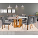 Ver imagem 1 de Conjunto Sala de Jantar 6 Lugares Mesa Barcelona e Cadeiras em Veludo Móveis Mix