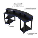 Ver imagem 3 de Mesa Escrivaninha Gamer com Gancho para Headset - Preto/Azul