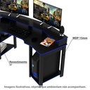 Ver imagem 2 de Mesa Escrivaninha Gamer com Gancho para Headset - Preto/Azul
