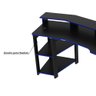 Mesa Escrivaninha Gamer com Gancho para Headset - Preto/Azul - 4