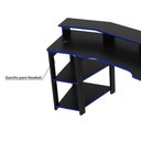 Ver imagem 4 de Mesa Escrivaninha Gamer com Gancho para Headset - Preto/Azul