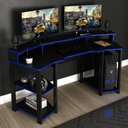 Ver imagem 1 de Mesa Escrivaninha Gamer com Gancho para Headset - Preto/Azul
