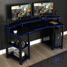 Mesa Escrivaninha Gamer com Gancho para Headset - Preto/Azul - 1