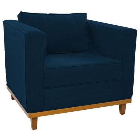 Poltrona Decorativa Europa Suede Azul Marinho AM Decor