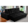 Sofá Retrátil e Reclinável 4 Lugares com Molas 2,70m Duda Suede Preto Adonai Estofados - 1