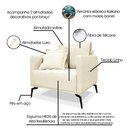 Ver mais imagens de Kit Poltrona e Sofá Living 2 Lugares 1,80m Sirius Linho Pés Metálicos - Pallazio Bege