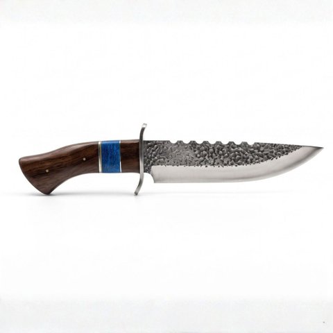 Faca Artesanal 9" Martelada Detalhe Azul