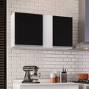 Ver imagem 2 de Armário Aéreo de Cozinha Lavanderia 02 Portas Agata Branco e Preto 100 cm - D’Rossi