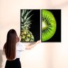 Quadros Decorativos Kiwi e Abacaxi Moldura Sem Vidro - Branca - 8