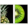 Quadros Decorativos Kiwi e Abacaxi Moldura Sem Vidro - Branca - 1