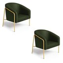 Ver imagem 2 de Poltrona Sala Industrial Alta Dourado Kit 2 Stella Sintético Pu Verde D03 - D’Rossi