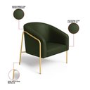 Ver imagem 3 de Poltrona Sala Industrial Alta Dourado Kit 2 Stella Sintético Pu Verde D03 - D’Rossi