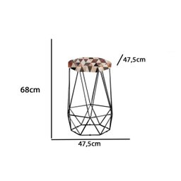 Banqueta Rubi Preta Estampa Triangulo Iben Móveis - 3
