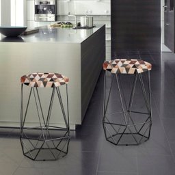 Banqueta Rubi Preta Estampa Triangulo Iben Móveis - 2