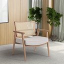 Ver imagem 1 de Poltrona Decorativa Madeira Maciça Jequitibá Tecido Algodão Luna