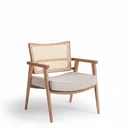 Ver imagem 2 de Poltrona Decorativa Madeira Maciça Jequitibá Tecido Algodão Luna