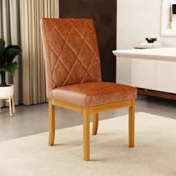 Kit 6 Cadeiras de Sala de Jantar Estofadas Gomes Madeira Maciça PU Marrom G78 - Gran Belo Cadeira de - 2