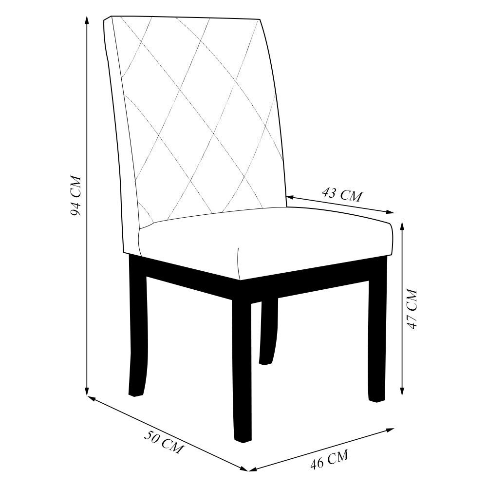 Kit 6 Cadeiras de Sala de Jantar Estofadas Gomes Madeira Maciça PU Marrom G78 - Gran Belo Cadeira de - 4