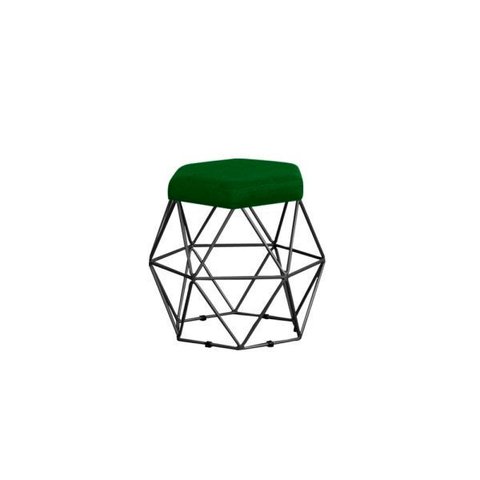 Puff Onix Preta Suede Verde Iben Móveis