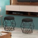 Ver imagem 2 de Puff Onix Preta Suede Preta Iben Móveis