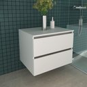 Ver imagem 4 de Balcão Gabinete Suspenso para Banheiro 60cm com 2 Gavetas Bn3607 Branco sem Cuba