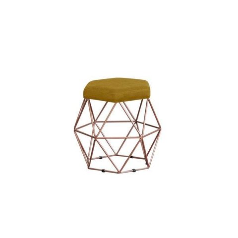 Puff Onix Bronze Suede Mostarda Iben Móveis