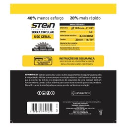 Serra Ponta Widea Madeira 185mm Profissional Stein 71/4 (20x60d) - 5
