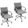 Kit 2 Cadeiras Escritório Diretor Esteirinha Rodízio Relax Corino 3301 Cinza - 1