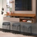 Ver imagem 1 de Puff Babu Preta Veludo Cinza Iben Móveis