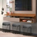 Ver imagem 2 de Puff Babu Preta Linho Cinza Iben Móveis