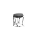 Ver imagem 1 de Puff Babu Preta Linho Cinza Iben Móveis