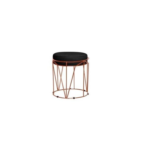 Puff Babu Bronze Suede Preta Stander Metais Base de Metal