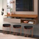 Ver imagem 2 de Puff Babu Bronze Suede Preta Stander Metais Base de Metal