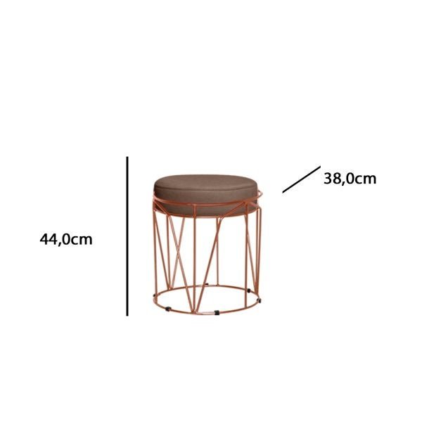 Puff Babu Bronze Suede Mascavo stander metais base de metal - 3