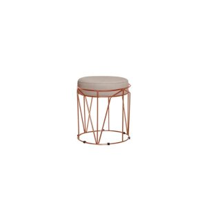 Puff Babu Bronze Suede Bege stander metais base de metal