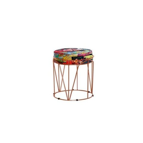 Puff Babu Bronze Estampa Bar Stander Metais Base de Metal